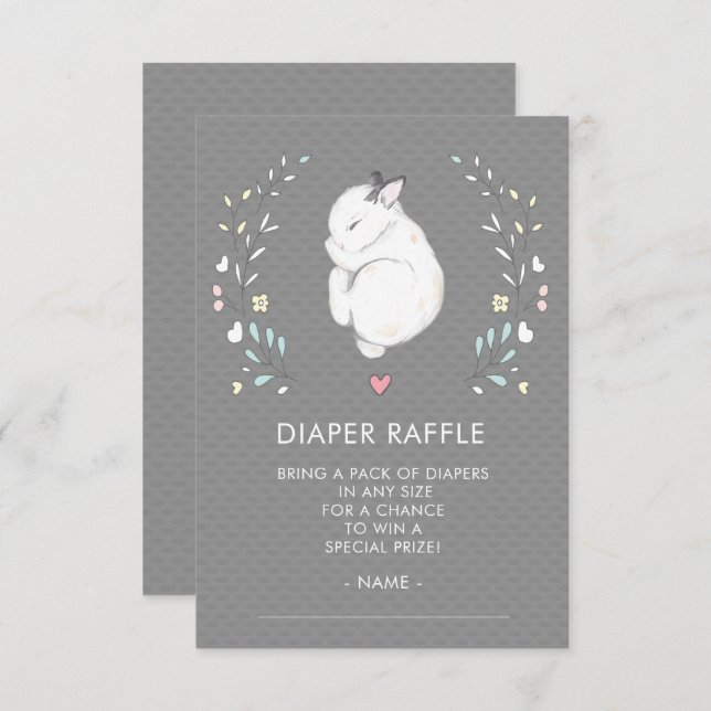 Sleeping Bunny Baby Shower Diaper Raffle Ticket Invitation (Front/Back)