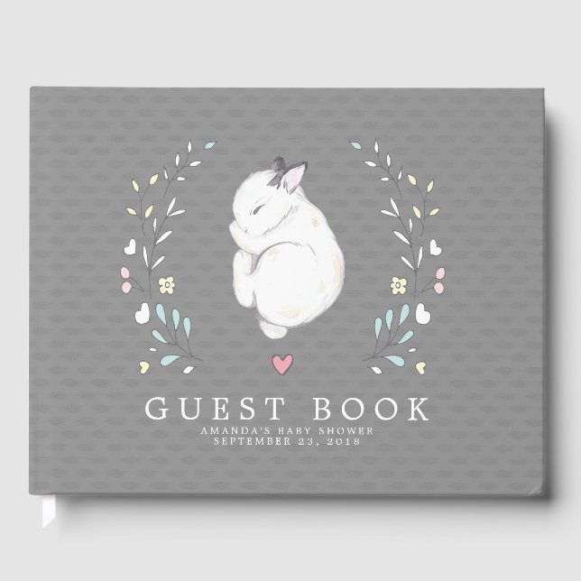Sleeping Bunny Baby Shower Guest Book (Front)