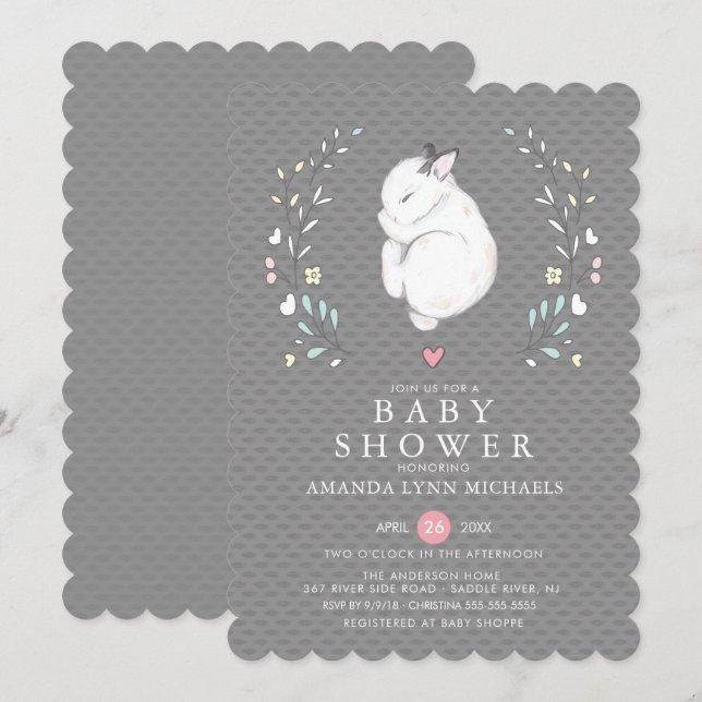 Sleeping Bunny Baby Shower Invitation (Front/Back)