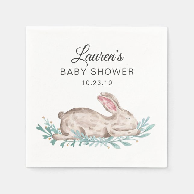 Sleeping Bunny Baby Shower Napkin (Front)