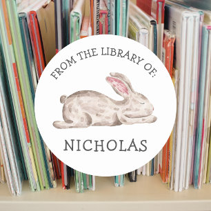 Sleeping Bunny rabbit baby bookplate Classic Round Sticker