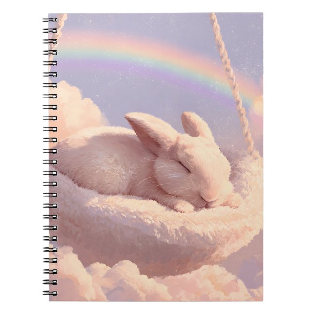 Sleeping Bunny Rainbow Swing Notebook (Front)