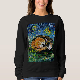 Sleeping Calico Cat Starry Night Animal Pet Art by Sweatshirt