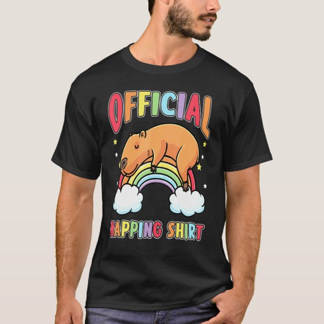 Sleeping Capybara Rainbow Pajama Napping Capybara  T-Shirt (Front)