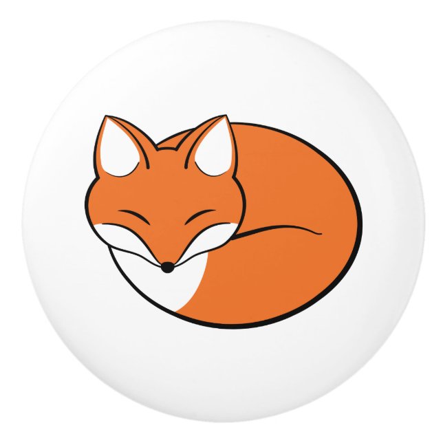 Sleeping Cartoon Fox Ceramic Knob (Front)