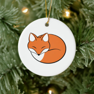 Sleeping Cartoon Fox Ceramic Tree Decoration