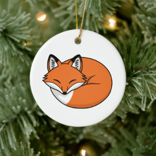 Sleeping Cartoon Fox Ceramic Tree Decoration