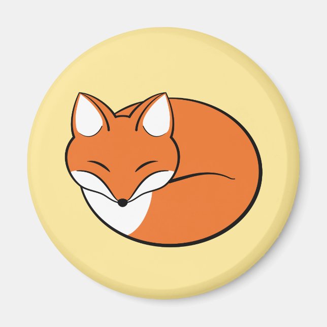 Sleeping Cartoon Fox on Yellow Magnet (Front)