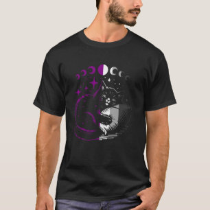 Sleeping Cat Ace Pride Moon Phases Cosy LGBTQ Magi T-Shirt