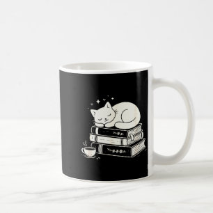 Sleeping cat and books cute adorable cosy peaceful coffee mug