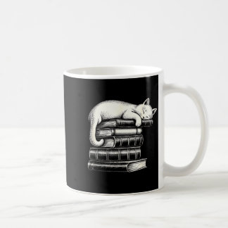 Sleeping cat and books cute adorable cozy readers coffee mug