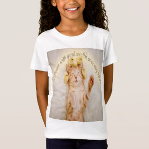 Sleeping Cat and Chicks Inspirational Quote Design T-Shirt