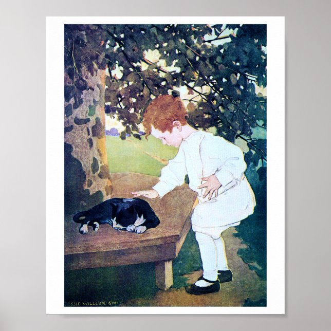 Sleeping Cat and Child, Jessie Willcox Smith Poster (Front)