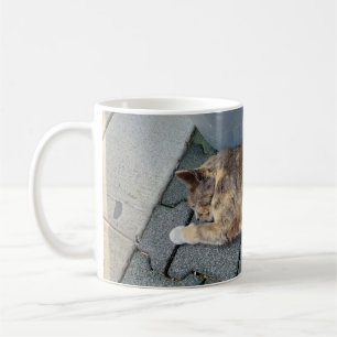 Sleeping cat coffee mug