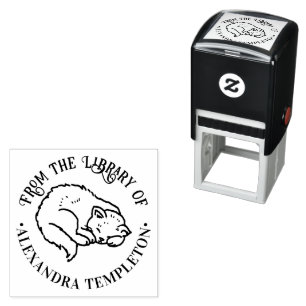 Sleeping Cat Curled Up Library Book Name Self-inking Stamp