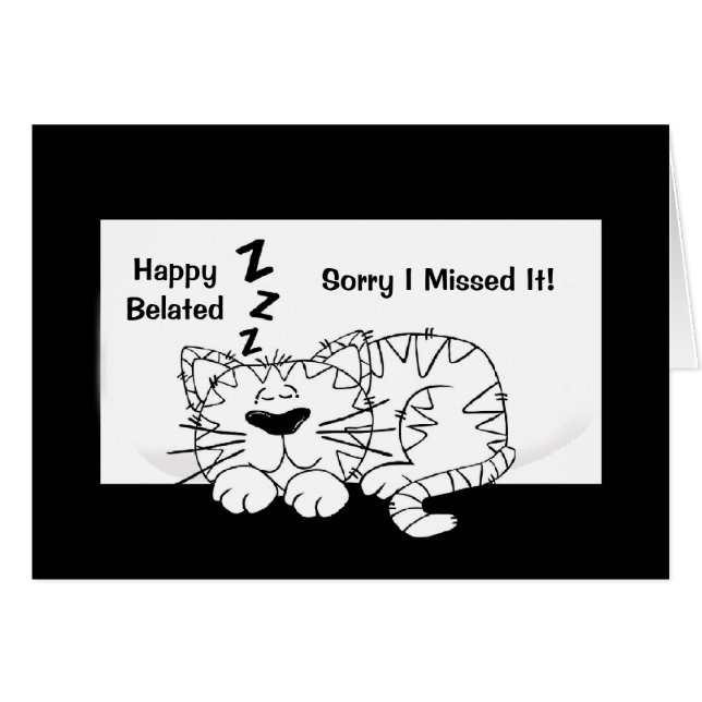 Sleeping Cat Drawing-Customisable Card (Front Horizontal)