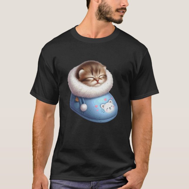 Sleeping Cat in Slipper T-Shirt (Front)