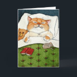 Sleeping cat, mouse, teddy bear Christmas Holiday Card<br><div class="desc">You can change the message inside if you'd like.  This image is also available on other products in my Zazzle store.</div>