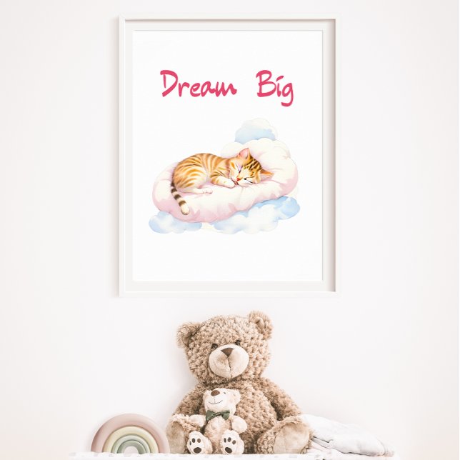 Sleeping Cat on a Cloud Nursery Dream Big Poster (Creator Uploaded)