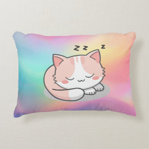 Sleeping cat pastel background decorative cushion
