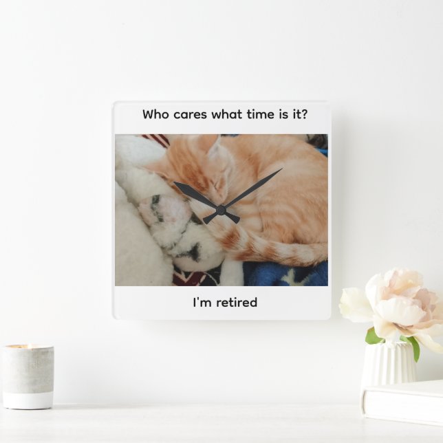 Sleeping Cat Photo Retirement Gift Clock (Home)