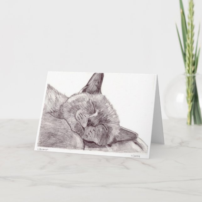 Sleeping Cat Thank You Card (Front)