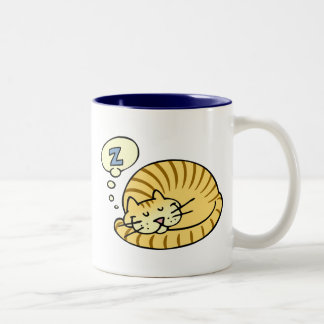 Sleeping Cat Two-Tone Coffee Mug