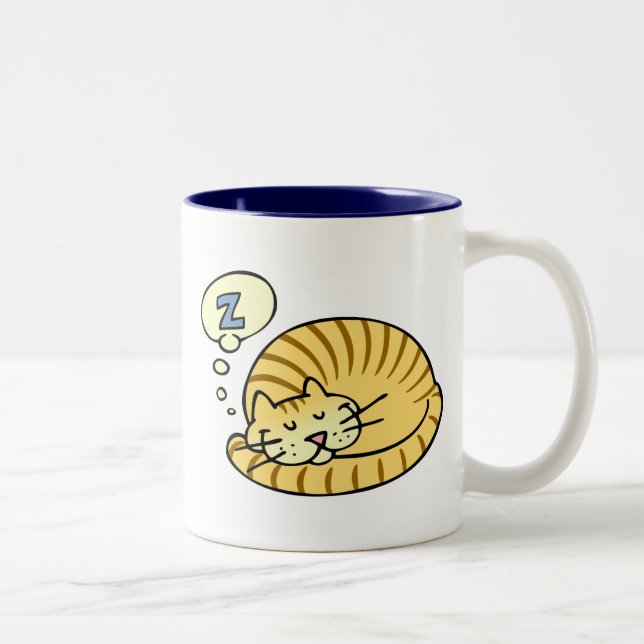 Sleeping Cat Two-Tone Coffee Mug (Right)
