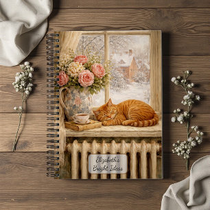 Sleeping Cat Winter Window Notebook