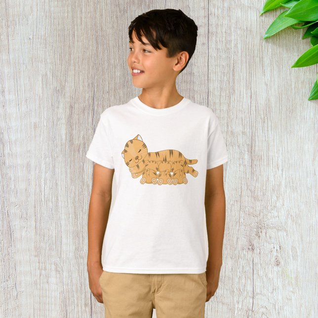 Sleeping Cat with Nursing Kittens T-Shirt (Creator Uploaded)