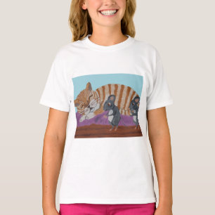 Sleeping Cat with Sneaky Mice T-Shirt