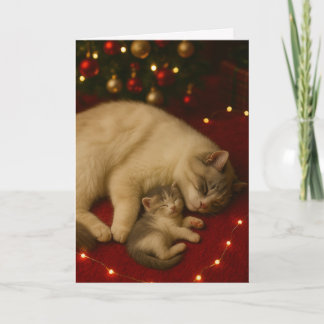 Sleeping Cats Christmas Folded Greeting Card