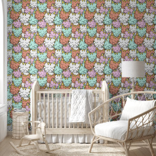 Sleeping Cats Pattern Wallpaper