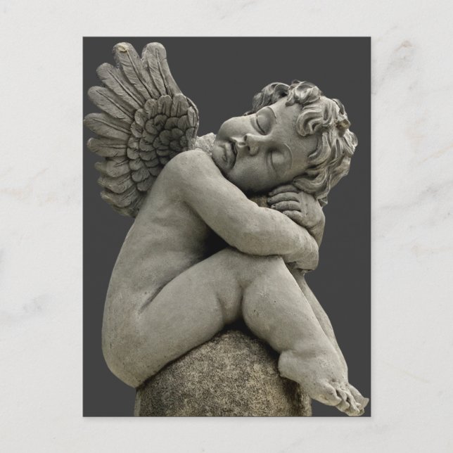 Sleeping Cherub Angel Sculpture Post Card. Postcard (Front)
