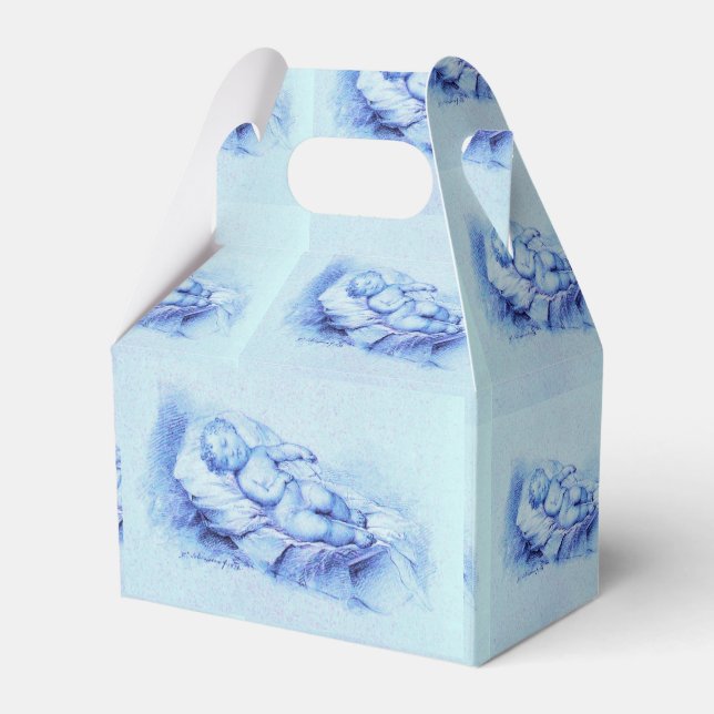 SLEEPING CHILD, BLUE BOY BABY SHOWER FAVOUR BOX (Back Side)