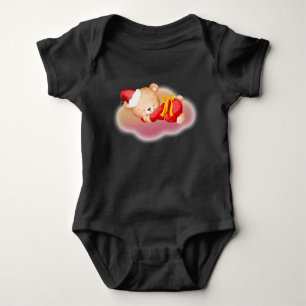 Sleeping Christmas Bear Cub Baby Bodysuit