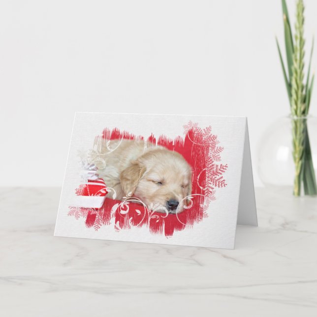 Sleeping Christmas Golden Retriever Card (Front)