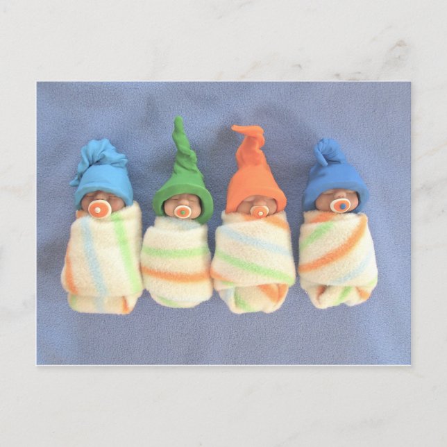 Sleeping Clay Babies: Polymer Clay Sculpture Postcard (Front)
