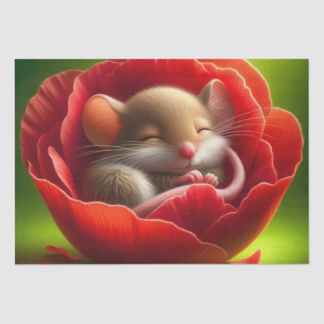 Sleeping Cute Mouse  Tissue Paper (Front)