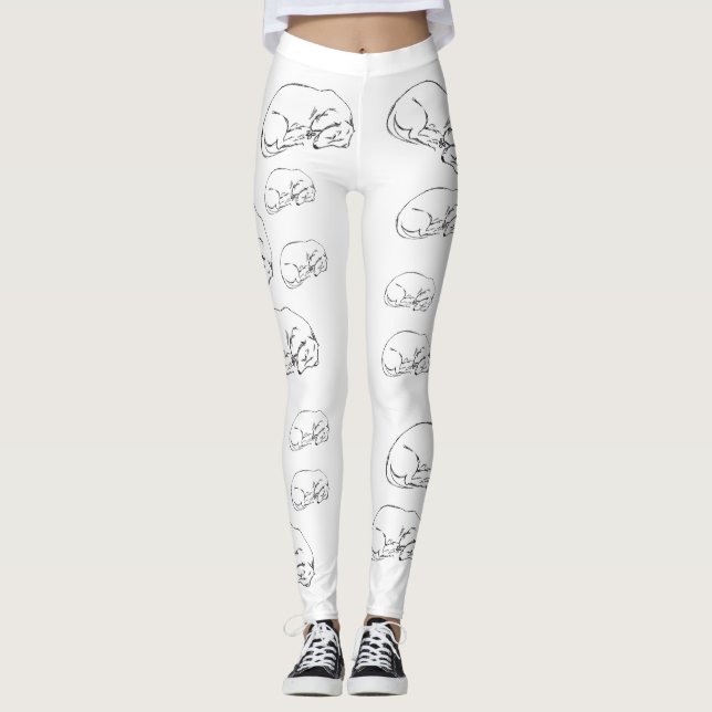 Sleeping Dachshund Dog All-Over-Print Leggings (Front)