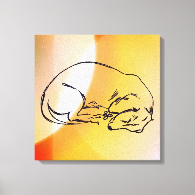 Sleeping Dachshund Dog Art Wrapped Canvas (Front)