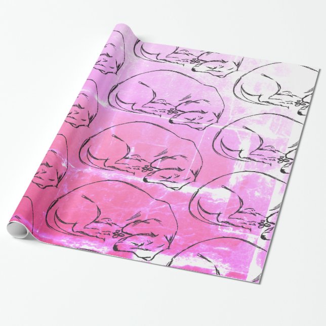 Sleeping Dachshund Dog  Wrapping Paper, Paper (Unrolled)
