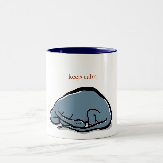sleeping dinosaur - customisable Two-Tone coffee mug (Center)