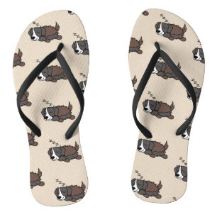 Sleeping Dog Australian Shepherd Animal Lover ZZZ Flip Flops