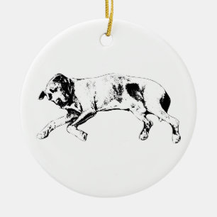 Sleeping Dog, Evergreen Peace Ceramic Tree Decoration