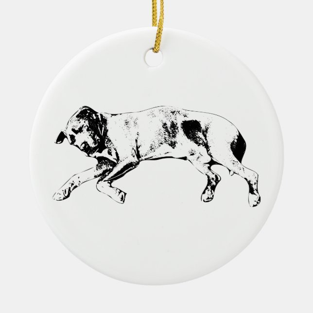 Sleeping Dog, Evergreen Peace Ceramic Tree Decoration (Front)