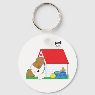 Sleeping Dog In A Dog House Key Ring