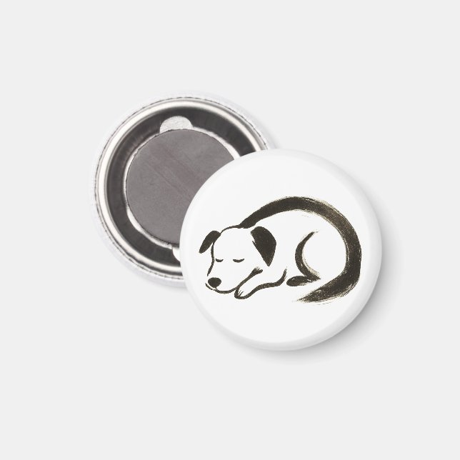 Sleeping Dog – Ink Brush Comfort on Magnet (Front/Back)
