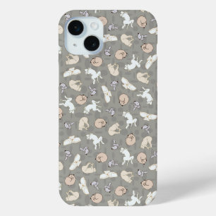 Sleeping Dog Inspired Print in Grey Orange iPhone 15 Mini Case