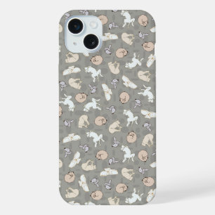 Sleeping Dog Inspired Print in Grey Orange iPhone 15 Plus Case
